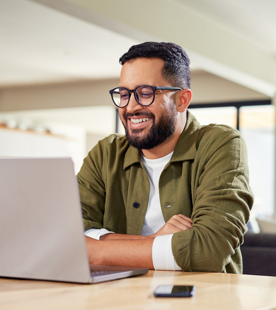 man on computer